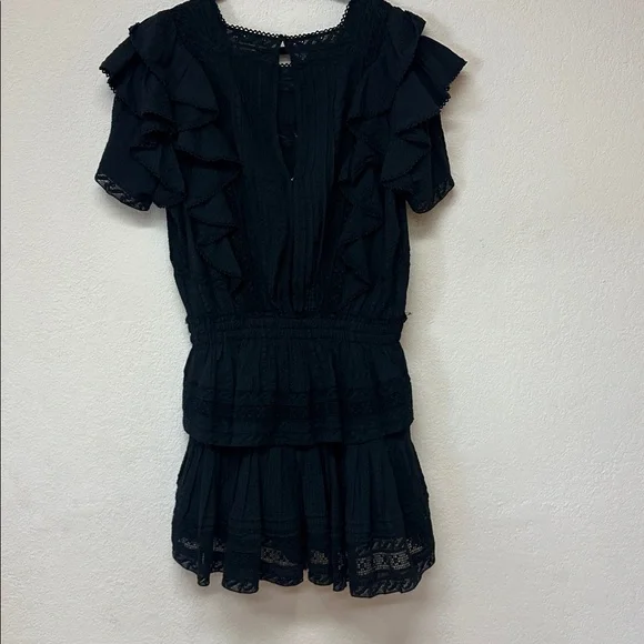LoveShackFancy NWOT Natasha Black Ruffle Mini Dress size XL - Picture 8 of 8